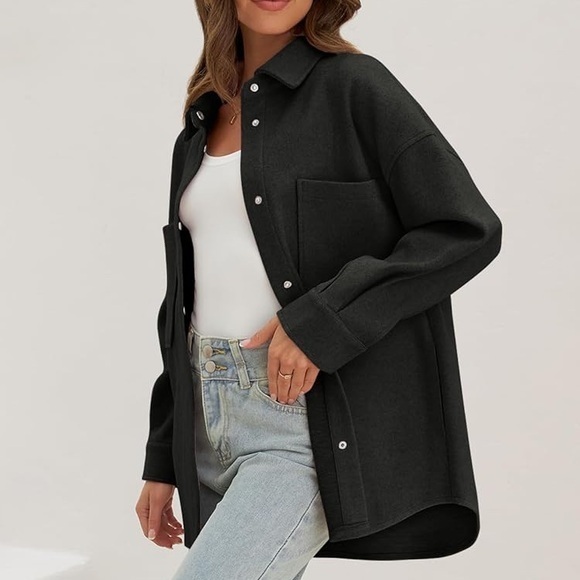 Oversized Faux Suede Snap-Button Shacket Shirt Jacket NEW! - Picture 1 of 10